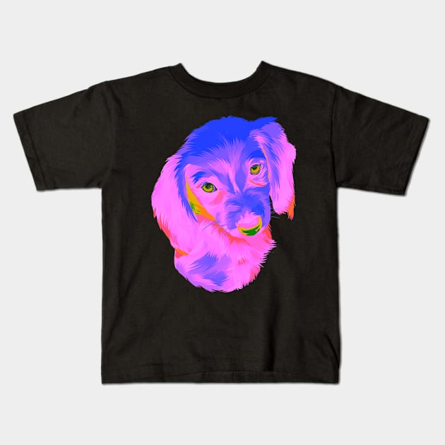 dog in pop art Kids T-Shirt by Fadmel